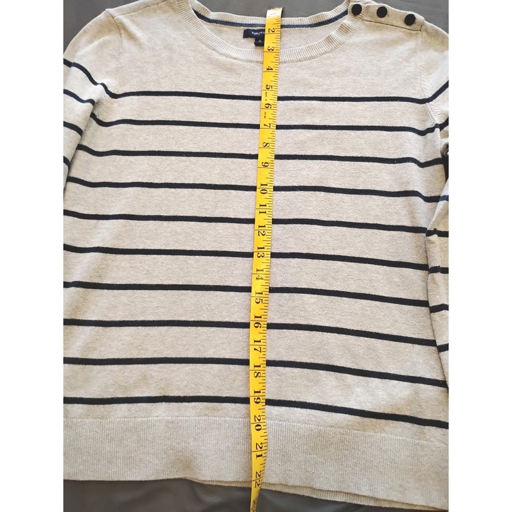 š©µNautica Striped Crewneck Sweater Casual Preppy Coastal Minimalist Chic Cotton - Picture 6 of 6